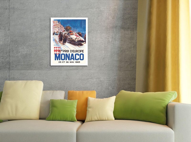 Pacifica Island Art Car Poster 9x12 In | Monaco Grand Prix Europe 1963 Vintage Poster by Michel Beligond | Made in USA | Master Wall Art Print (Unframed) for Home Decor - Image 4